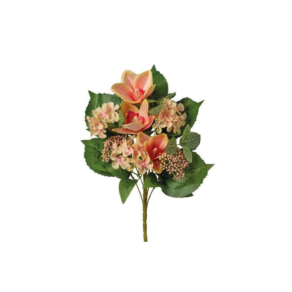 MAZZO FRONTALE ORCHIDEE ORTENSIE H45 ORANGE